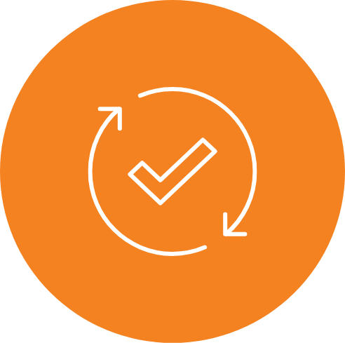 チェックマークと矢印のアイコン